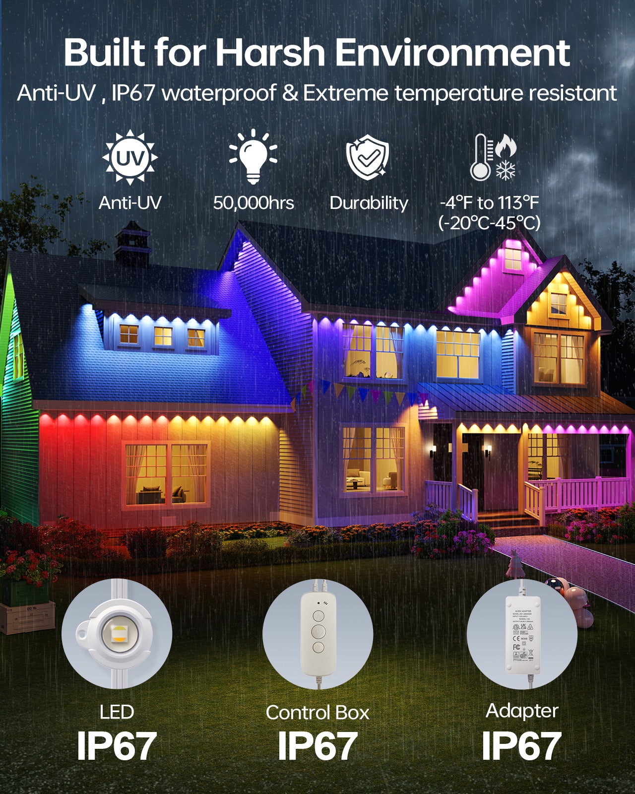 ASAHOM Permanent Outdoor Lights Basic S1070