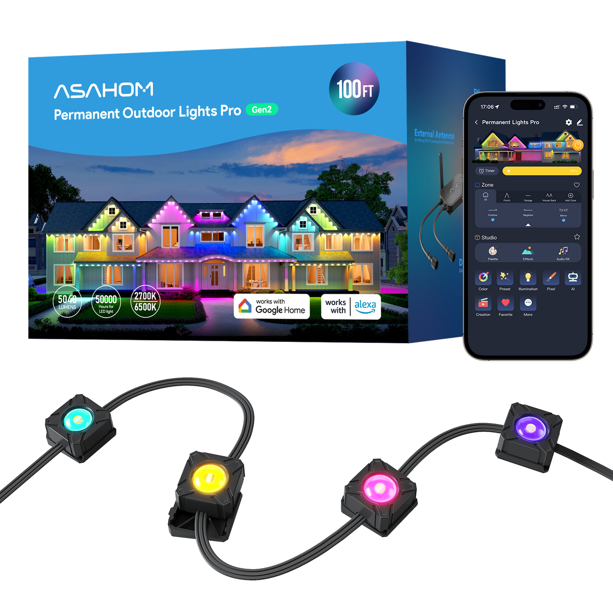 [Gen 2] ASAHOM Permanent Outdoor Lights Pro S1080
