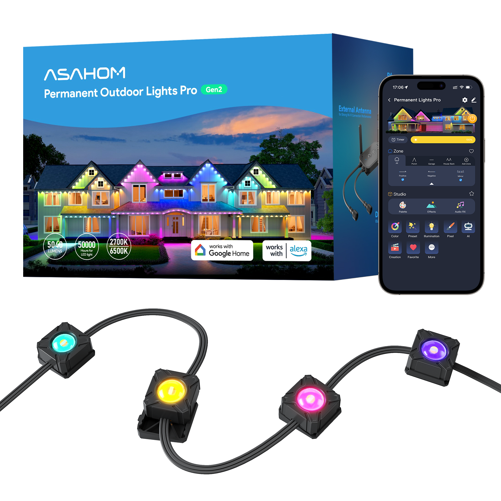 [Gen 2] ASAHOM Permanent Outdoor Lights Pro S1080