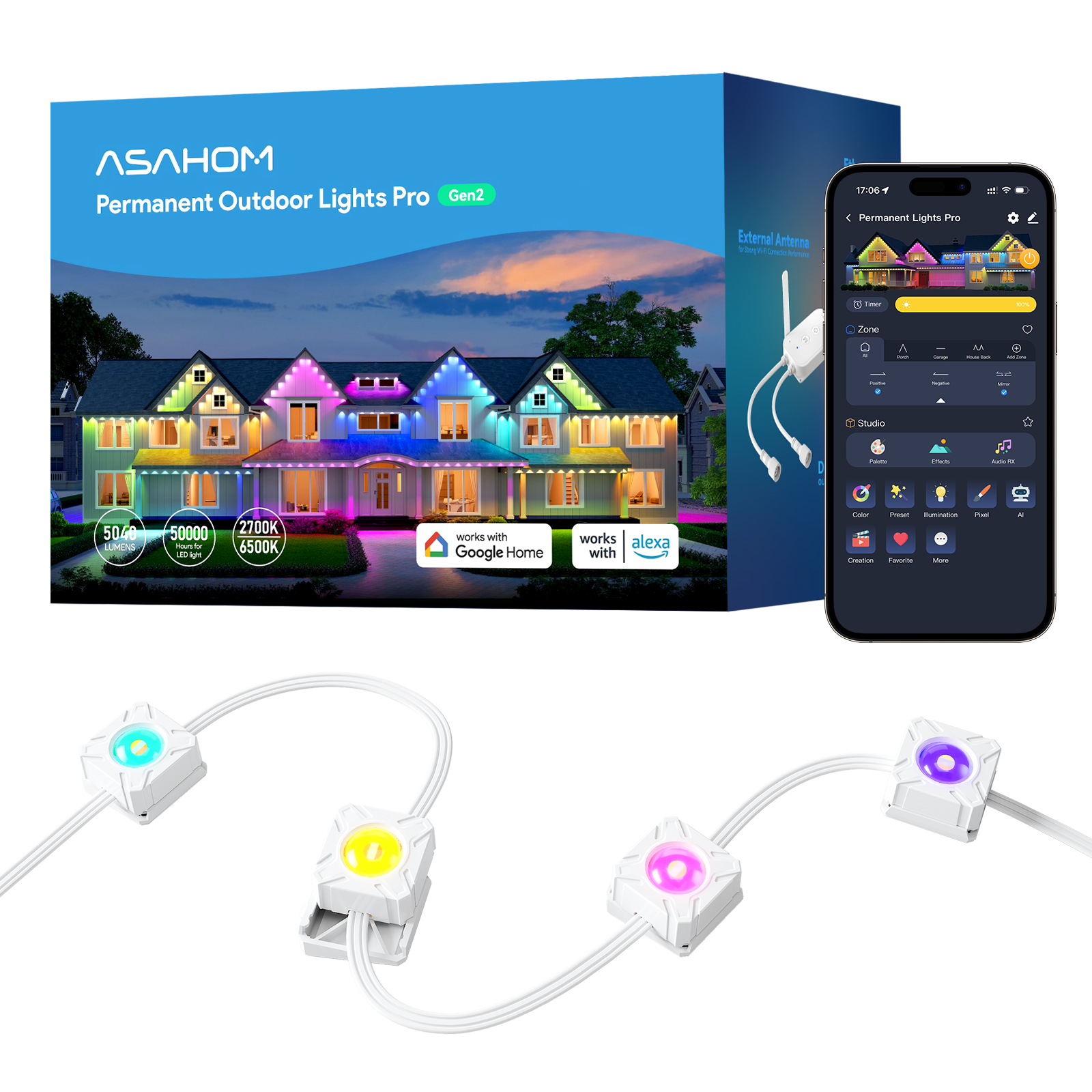 [Gen 2] ASAHOM Permanent Outdoor Lights Pro S1080