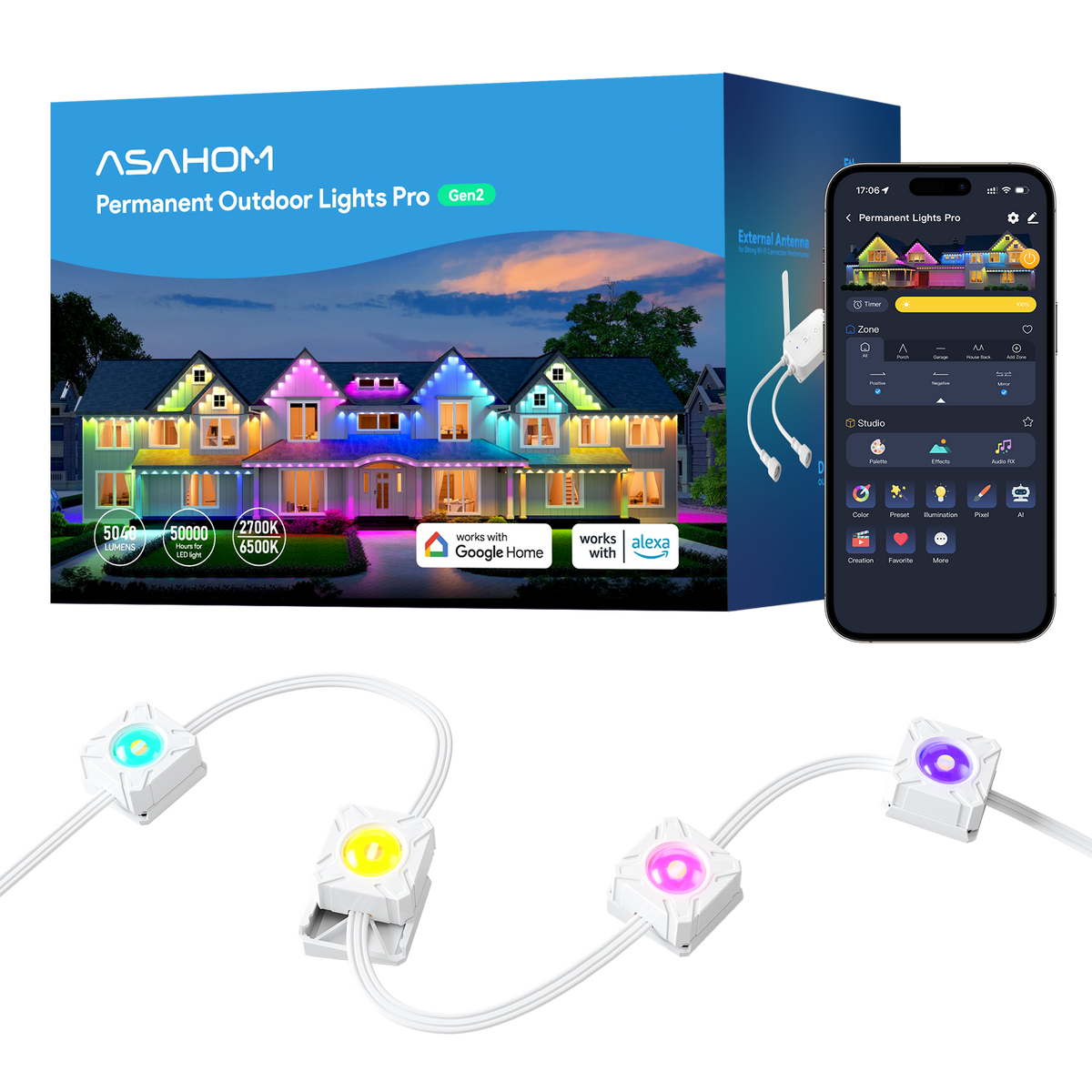 [Gen 2] ASAHOM Permanent Outdoor Lights Pro S1080