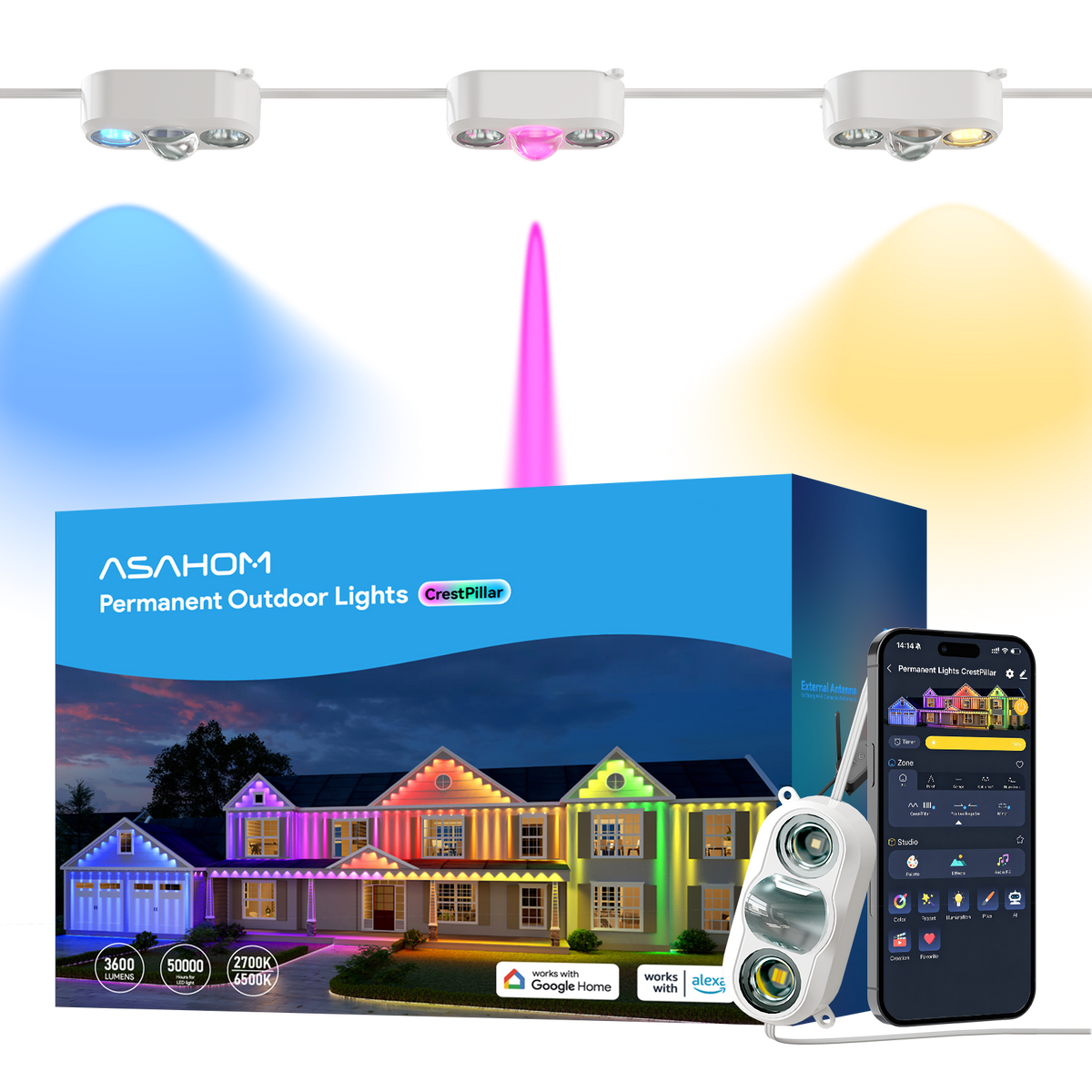 ASAHOM Permanent Outdoor Lights S1090 CrestPillar