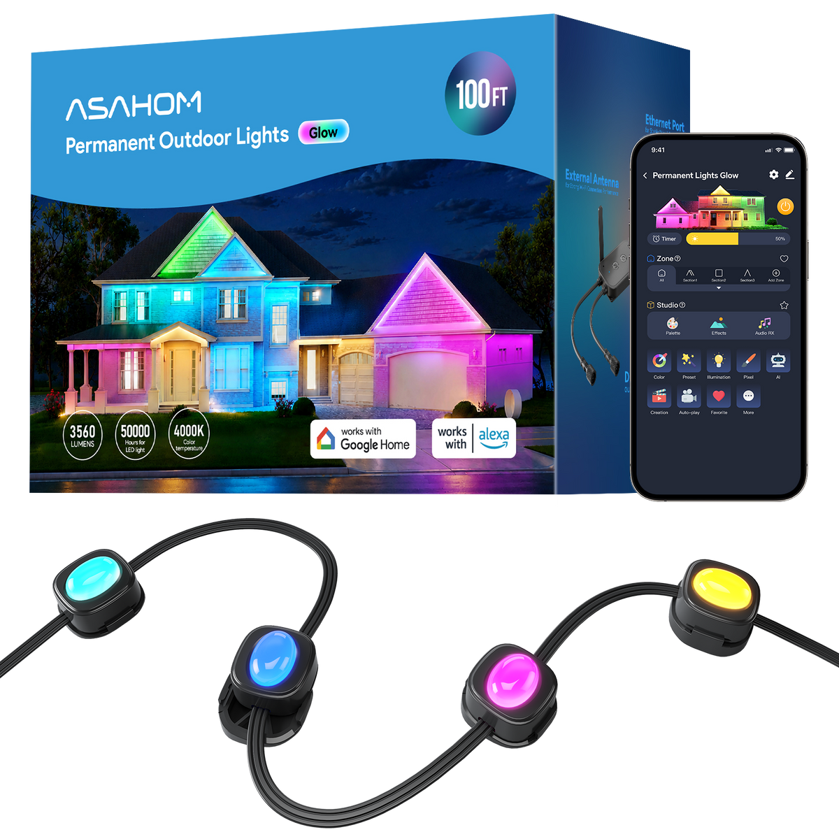 ASAHOM Permanent Outdoor Lights Glow S2080