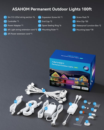 [Gen 2] ASAHOM Permanent Outdoor Lights Basic S1070