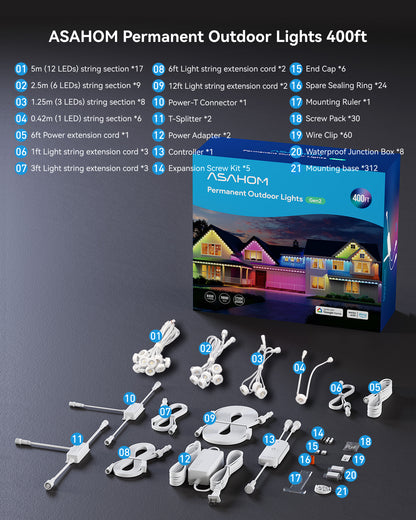 [Gen 2] ASAHOM Permanent Outdoor Lights Basic S1070