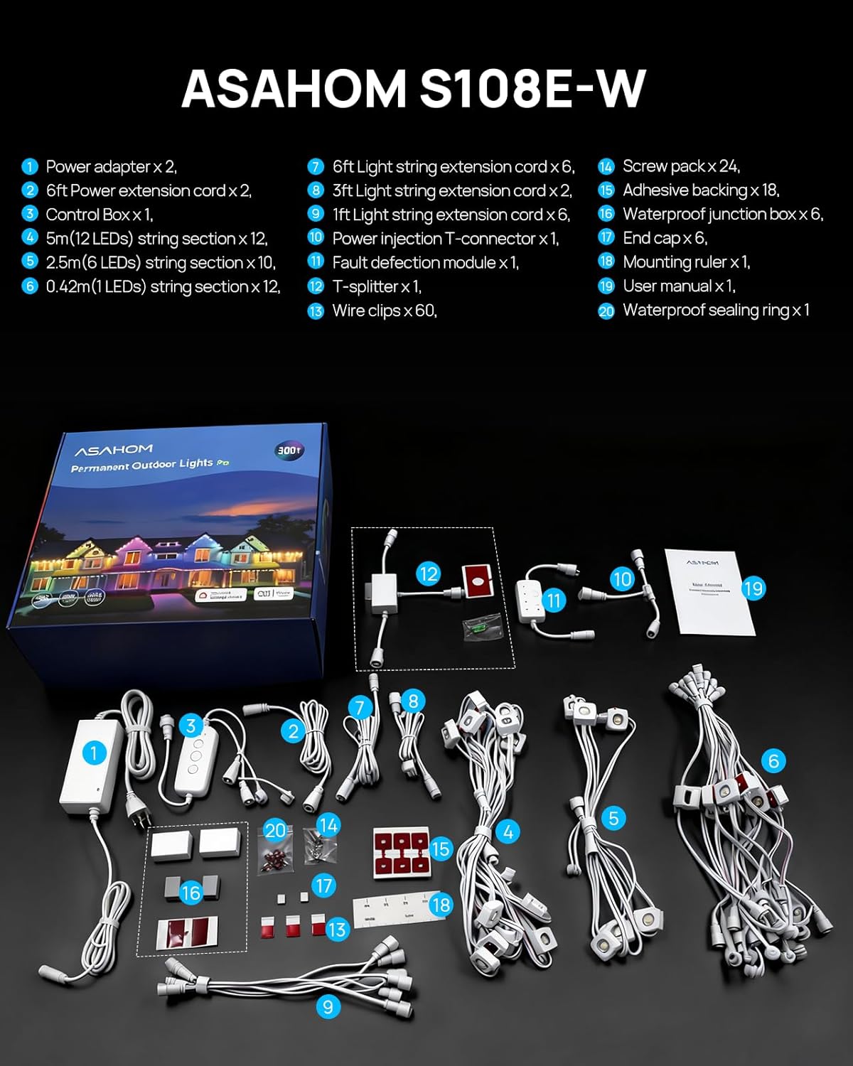 ASAHOM Permanent Outdoor Lights Pro S1080