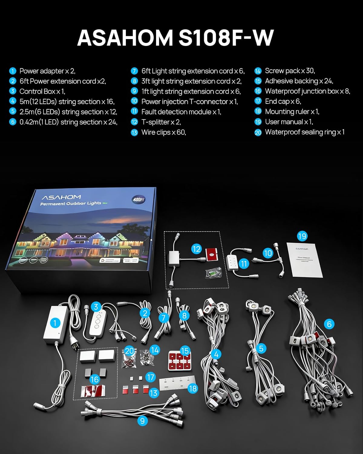 ASAHOM Permanent Outdoor Lights Pro S1080