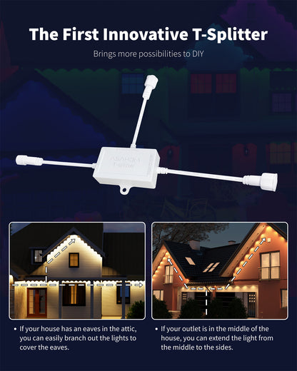 ASAHOM T-Splitter for Permanent Outdoor Lights S1050/S1060/S1070/S1080/S1090/Govee/Eufy